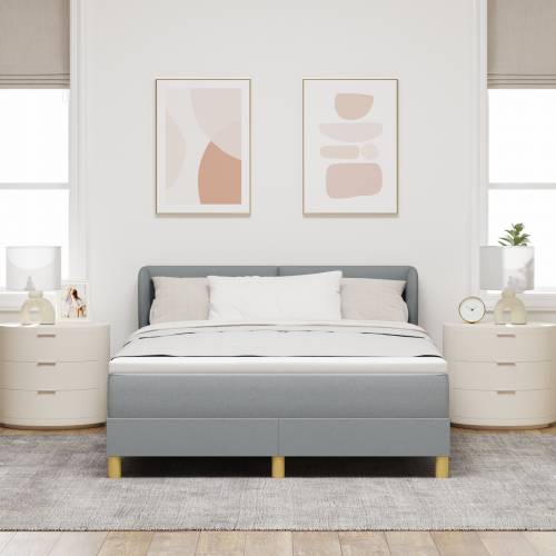 Okvir za krevet s madracem - Svjetlosiva, 140x200 cm, Tkanina Cijena