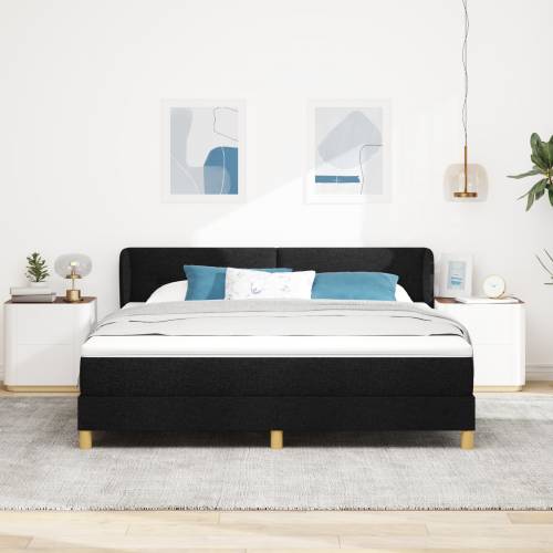 Box Spring Krevet s Madracem Crni 180x200 cm Tkanina Cijena
