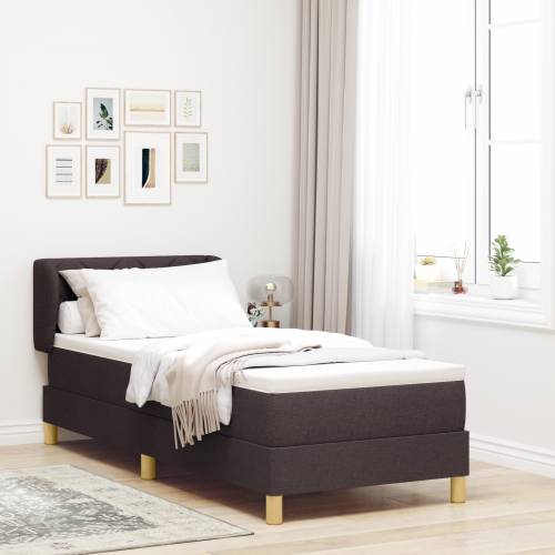 Box Spring krevet s madracem - Tamnosmeđi, 80x200 cm, Tkanina Cijena