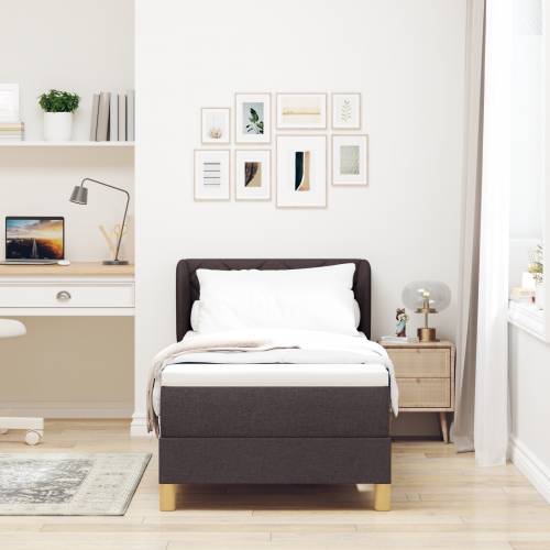 Box Spring krevet s madracem - Tamnosmeđi, 80x200 cm, Tkanina Cijena