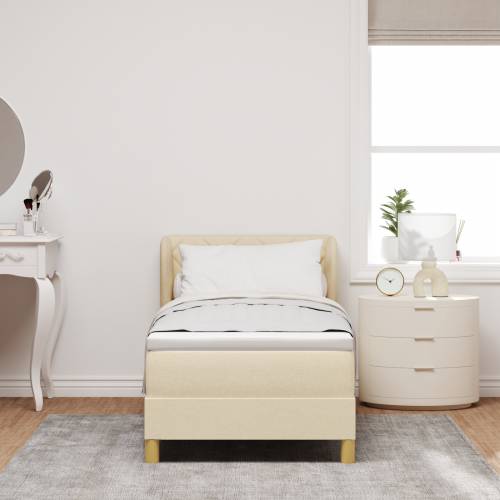 Krevet s oprugom s madracem u krem boji - 80x200 cm Cijena