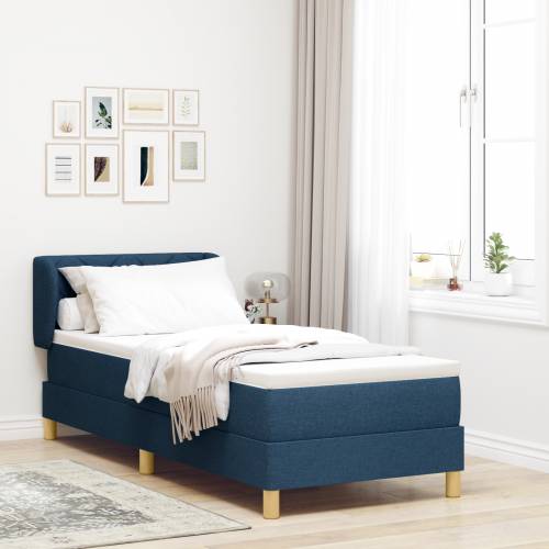 Box Spring Krevet s Madracem - Plava - 80x200 cm - Tkanina Cijena