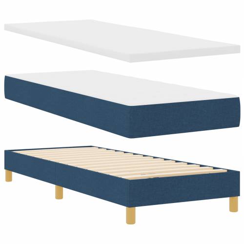 Box Spring Krevet s Madracem - Plava - 80x200 cm - Tkanina Cijena