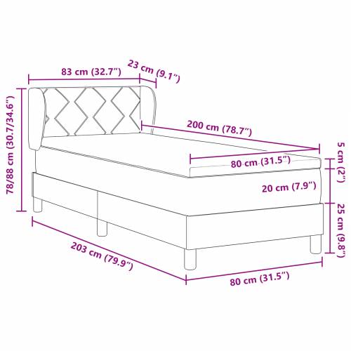 Box Spring Krevet s Madracem - Plava - 80x200 cm - Tkanina Cijena