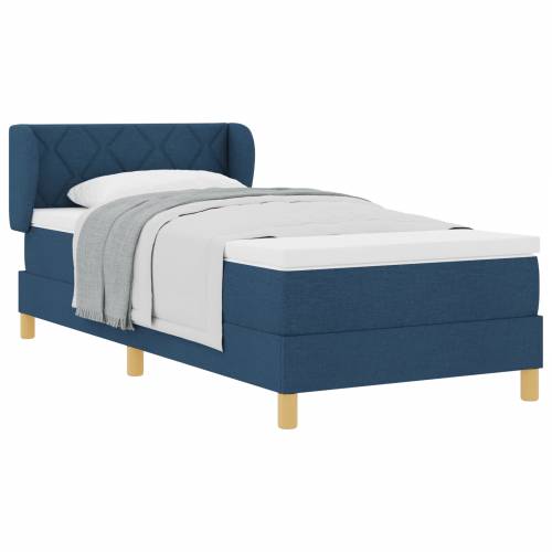 Box Spring Krevet s Madracem - Plava - 90x190 cm - Tkanina Cijena