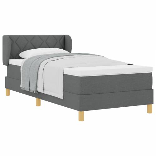 Box Spring Krevet s Madracem u Tamnosivoj, 90x200 cm Tkanina Cijena