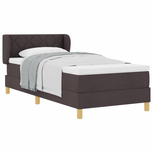 Kutna Postelja s Madracem Tamnosmeđa 90x200 cm Tkanina Cijena