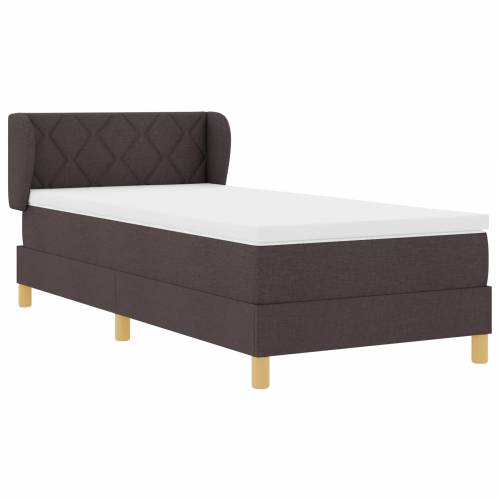 Kutna Postelja s Madracem Tamnosmeđa 90x200 cm Tkanina Cijena