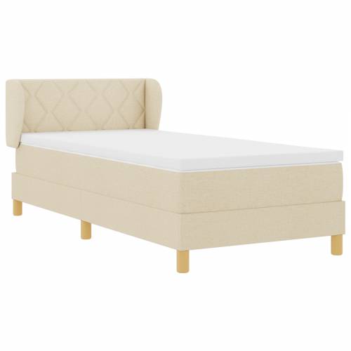 Box Spring Krevet s madracem u krem boji, 90x200 cm, Tkanina Cijena