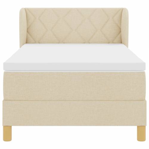 Box Spring Krevet s madracem u krem boji, 90x200 cm, Tkanina Cijena