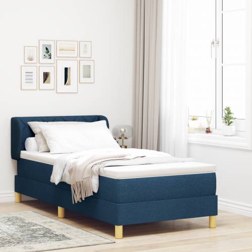 Box Spring Krevet s Madracem Plava 90x200 cm Tkanina Cijena