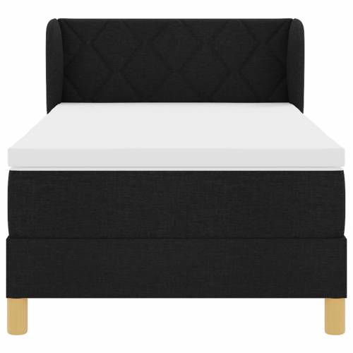 Crni Box Spring Krevet s Madracem, 100x200 cm, Tkanina Cijena