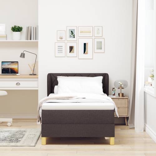 Box Spring Krevet s Madracem u Tamno Smeđoj, 100x200 cm, Tkanina Cijena