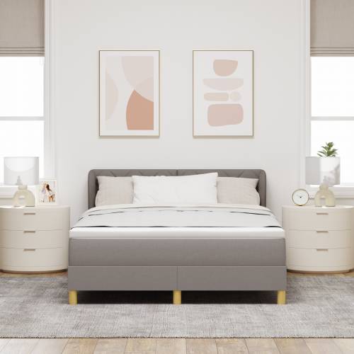 Box Spring Krevet s Madracem u Taupe Boji, 140x190 cm, Tkanina Cijena