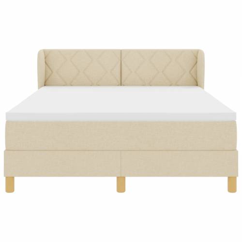 Box Spring Krevet s Madracem - Krem, 140x190 cm, Tkanina Cijena