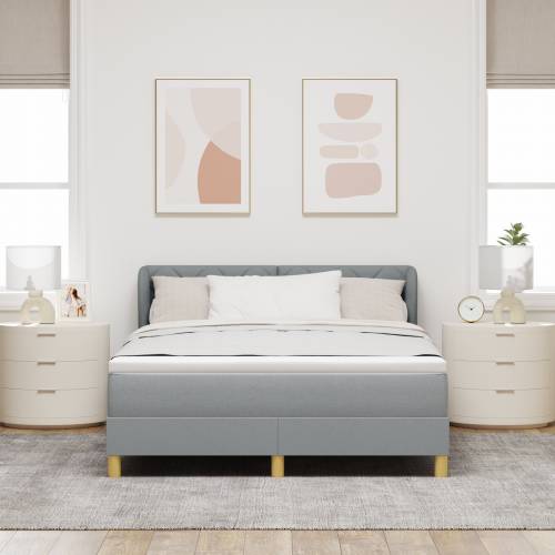 Box Spring Krevet s Madracem Svjetlosiva 140x200 cm Tkanina Cijena