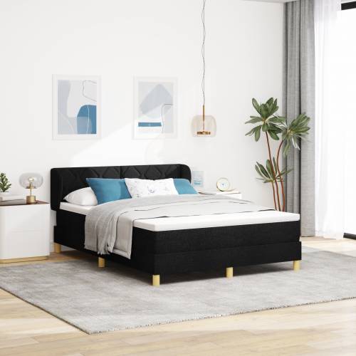Dizajnerski Box Spring Krevet s Madracem - Crna, 140x200 cm, Tkanina Cijena