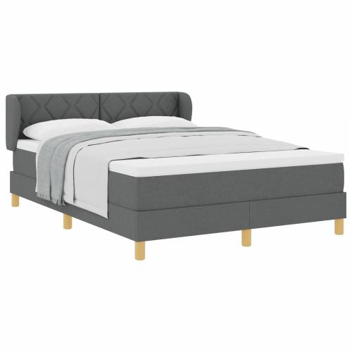 Box Spring Krevet s Madracem - Tamno Siva, 160x200 cm Tkanina Cijena