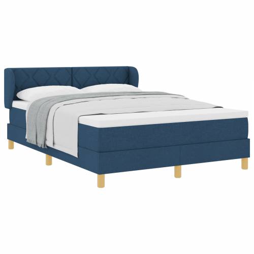 Box Spring Krevet s Madracem - Plava, 160x200 cm, Tkanina Cijena