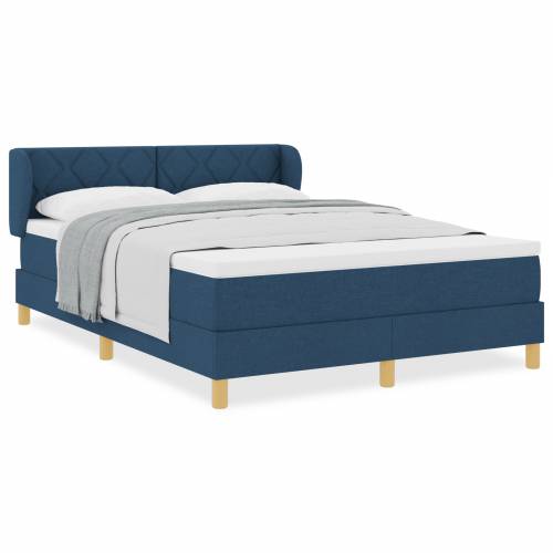 Box Spring Krevet s Madracem - Plava, 160x200 cm, Tkanina Cijena