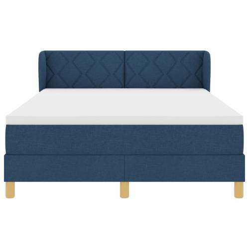 Box Spring Krevet s Madracem - Plava, 160x200 cm, Tkanina Cijena