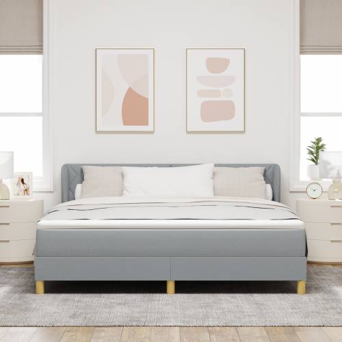 Kutna Krevetna Podloga s Madracem - Svjetlosiva, 180x200 cm, Tkanina Cijena