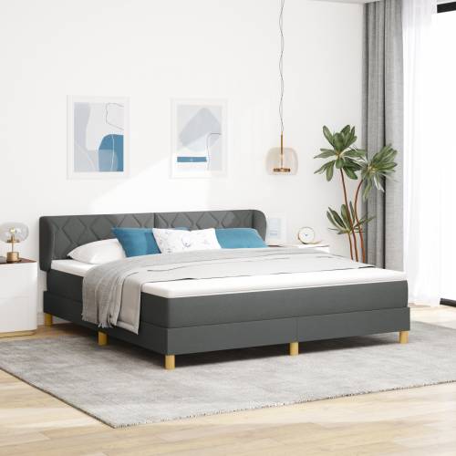 Box Spring Krevet s Madracem - Tamno Siva, 180x200 cm, Tkanina Cijena