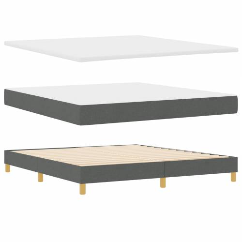 Box Spring Krevet s Madracem - Tamno Siva, 180x200 cm, Tkanina Cijena