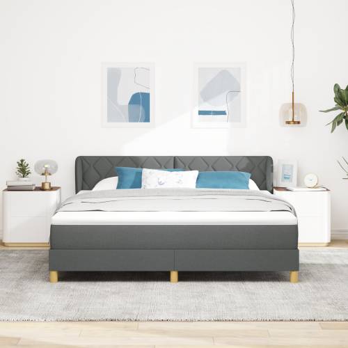 Box Spring Krevet s Madracem - Tamno Siva, 180x200 cm, Tkanina Cijena