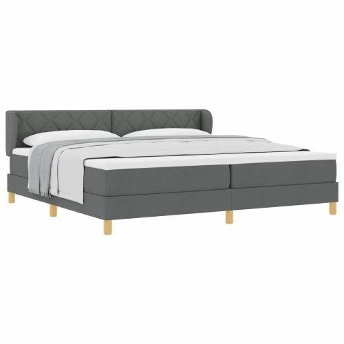 Kutna krevet s madracem tamno siva 200x200 cm tkanina Cijena