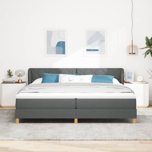 Kutna krevet s madracem tamno siva 200x200 cm tkanina Cijena