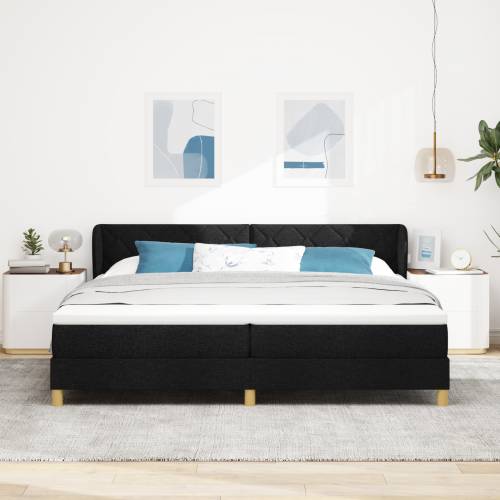 Box Spring Krevet s Madracem - Crn, 200x200 cm, Tkanina Cijena