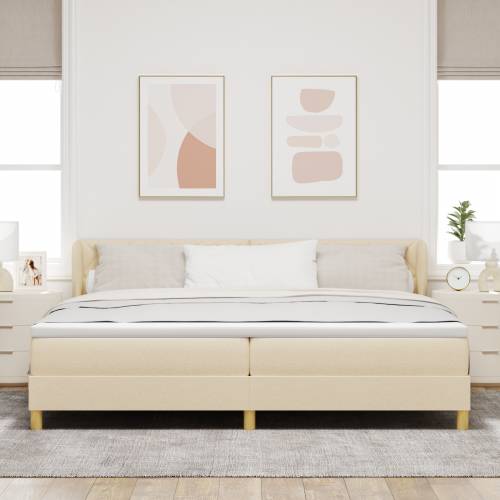 Box Spring Krevet s Madracem - Krem - 200x200 cm - Tkanina Cijena