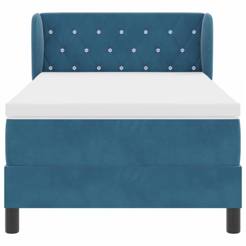 Box Spring Krevet s Madracem Tamnoplava 90x190 cm Baršun Cijena