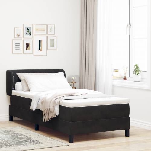 Box Spring Krevet s Madracem Crni 100x200 cm Baršun Cijena