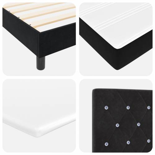 Box Spring Krevet s Madracem Crni 100x200 cm Baršun Cijena