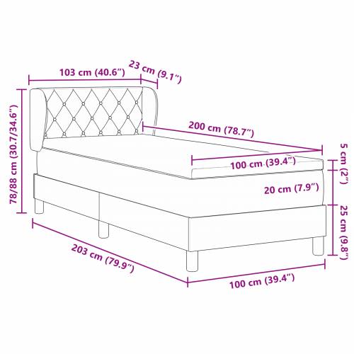 Box Spring Krevet s Madracem Crni 100x200 cm Baršun Cijena