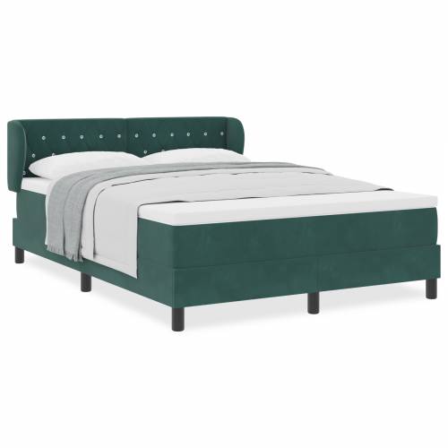 Box Spring Krevet s Madracem Tamno Zeleni 140x190 cm Baršun Cijena