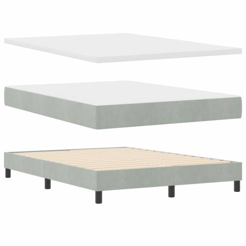 Krevet sa Box Springom i Madracem Svjetlosivi 140x200 cm Baršun Cijena