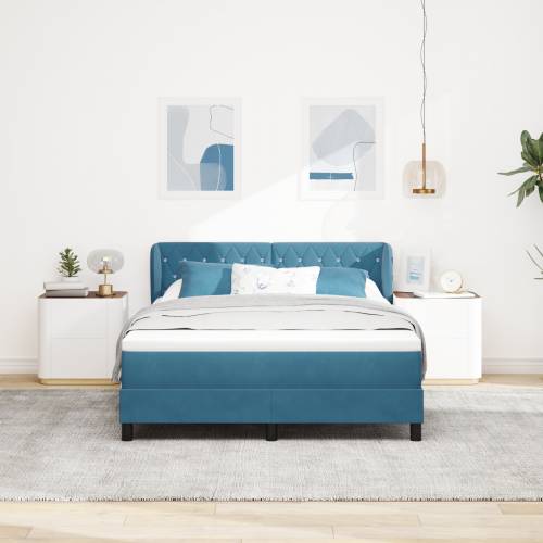 Box Spring krevet s dušekom tamnoplavi 160x200 cm baršun Cijena