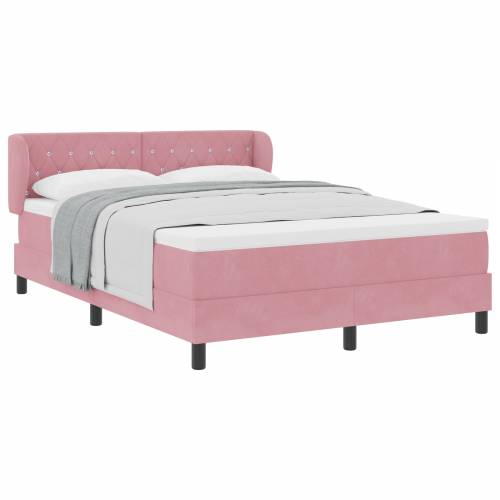 Box Spring Krevet s Madracem Ružičasta 160x200 cm Baršun Cijena