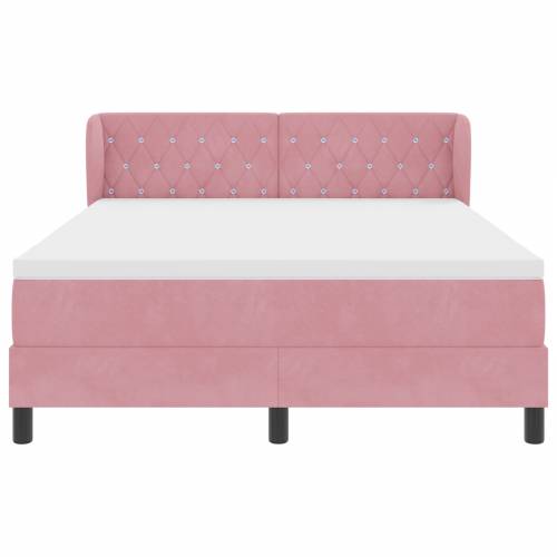 Box Spring Krevet s Madracem Ružičasta 160x200 cm Baršun Cijena