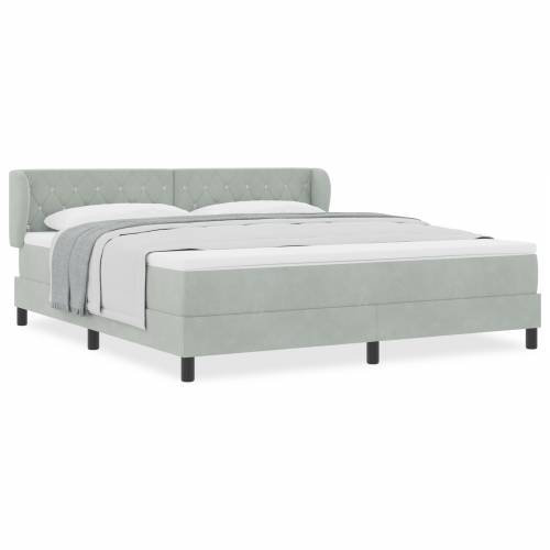 Box Spring Krevet s Madracem Svjetlosiva 180x200 cm Baršun Cijena