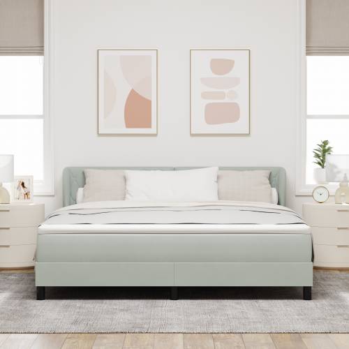 Box Spring Krevet s Madracem Svjetlosiva 180x200 cm Baršun Cijena