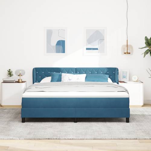 Box Spring Krevet s Madracem Tamno Plavi 180x200 cm Baršun Cijena