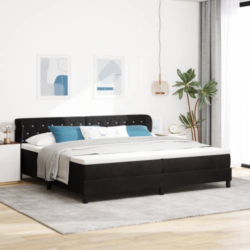 Box Spring Krevet s Madracem Crna 200x200 cm Baršun Cijena