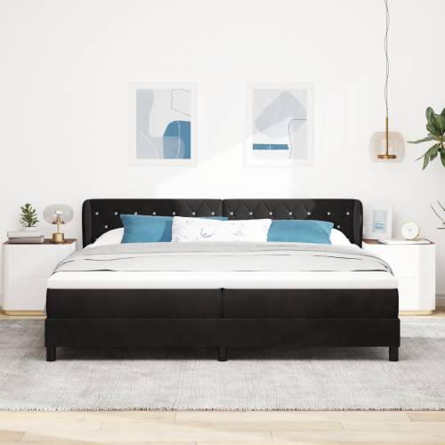Box Spring Krevet s Madracem Crna 200x200 cm Baršun Cijena