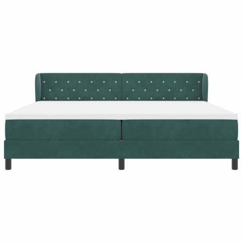 Box Spring Krevet s Madracem Tamno Zeleni 200x200 cm Baršun Cijena