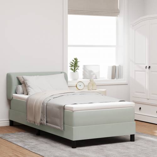 Box Spring krevet s madracem svijetlosivi 90x200 cm baršun Cijena