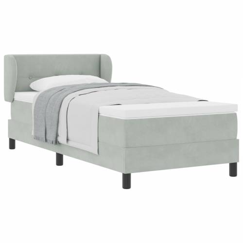 Box Spring krevet s madracem svijetlosivi 90x200 cm baršun Cijena